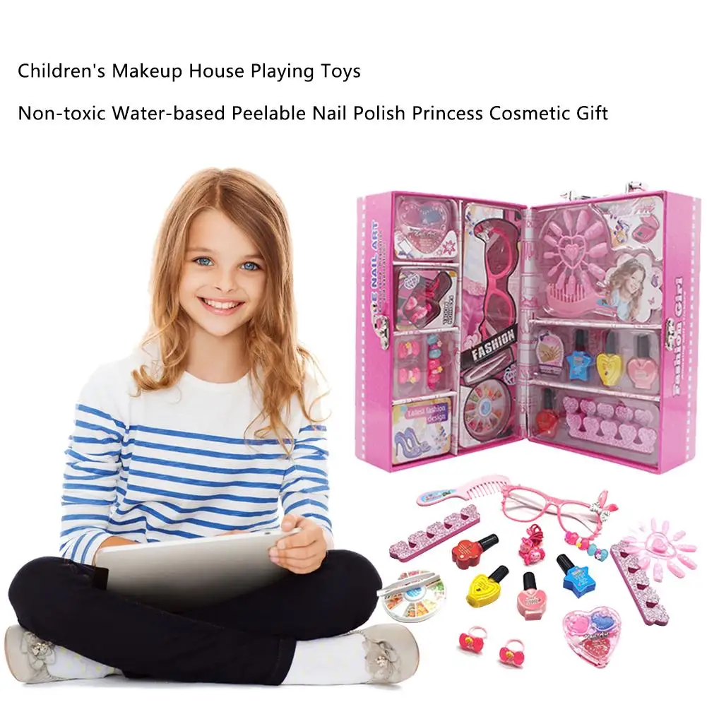 Детский домик для макияжа, игрушки для игр, нетоксичные, на водной основе, Peelable, лак для ногтей, принцесса, косметика, подарочная для девочек