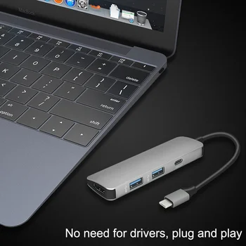 

4K USB 3.0 Adapter PD/Micro Usb Charging Port 4 in 1 HUB USB-C To HDMIfor MacBook Pro Samsung Galaxy S8 USB C Hub