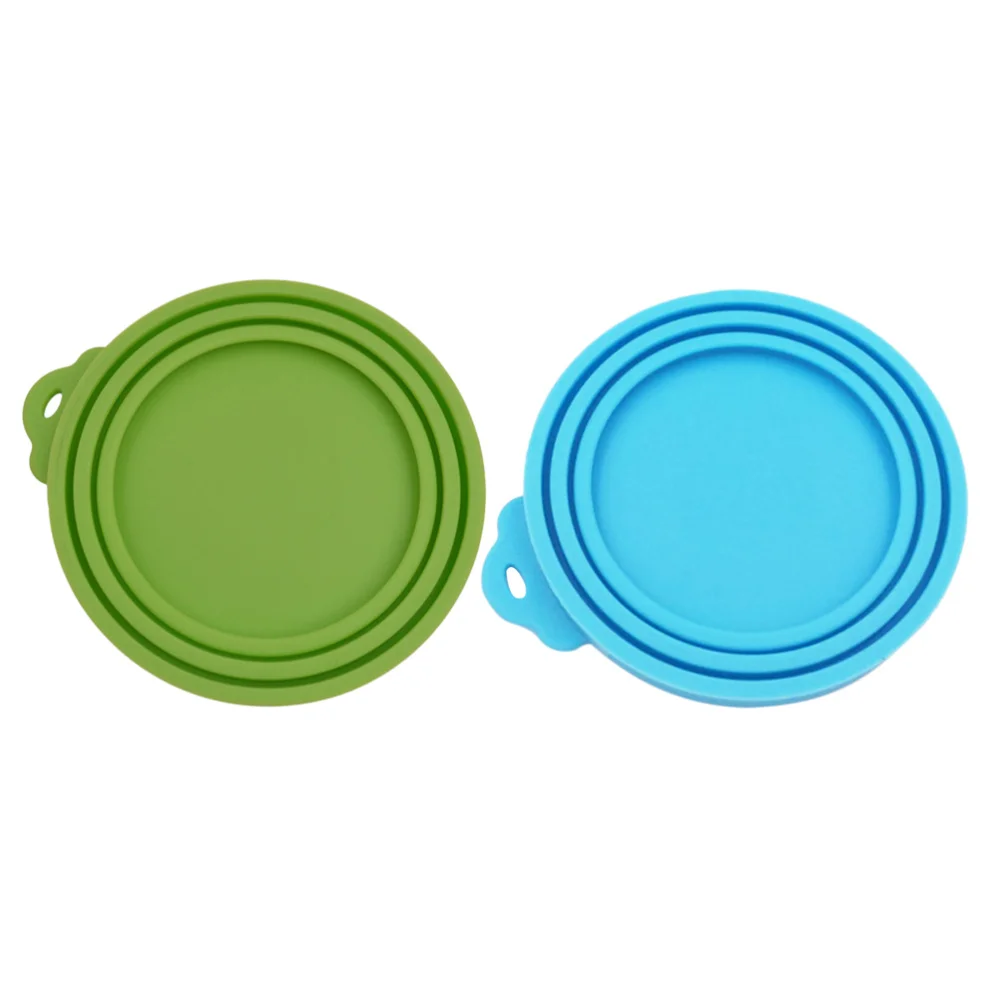 2pcs Three Layer Silicone Pet Food Can Covers Cat Tin Lids Candy Color Sealed Cover (1pcs Light Blue 1pcs Green) | Дом и сад