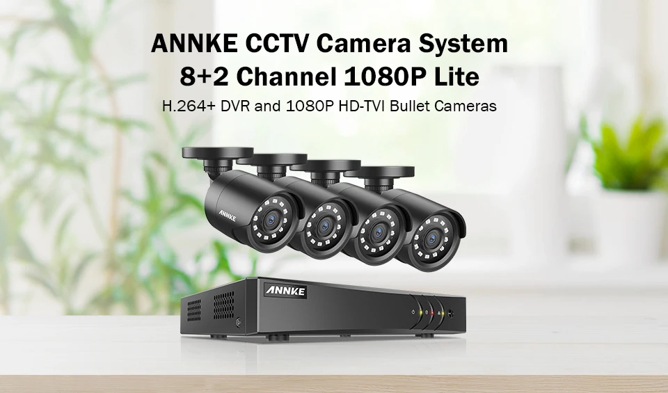 ANNKE 1080P CCTV камера DVR система 4 шт. Водонепроницаемая 2.0MP HD-TVI камера с пулей домашний комплект видеонаблюдения Обнаружение движения