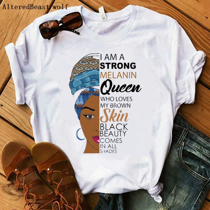 Женская футболка с коротким рукавом I Am A Strong Melanin Queen модная повседневная в стиле