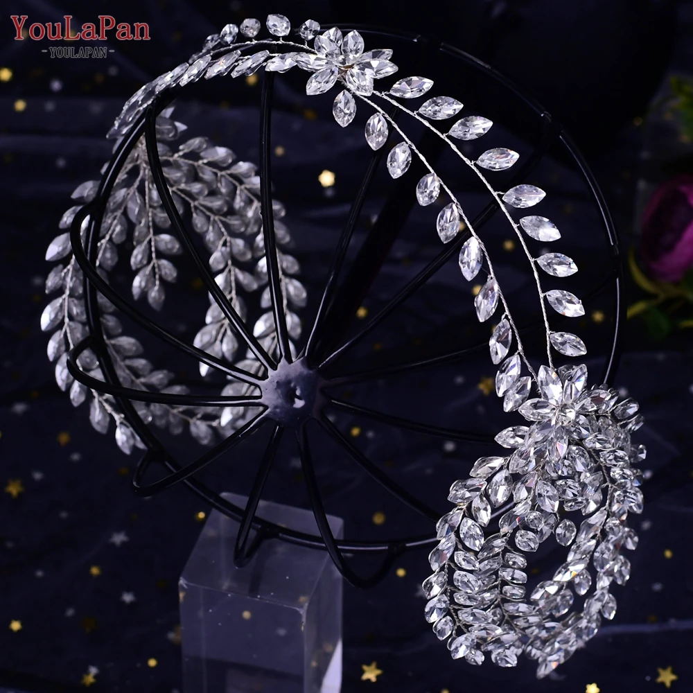 YouLaPan HP405 Crystal Tiara Silver Headband Handmade Bridal Hair Vine Elegant Wedding Accessories For Brides Headpiece