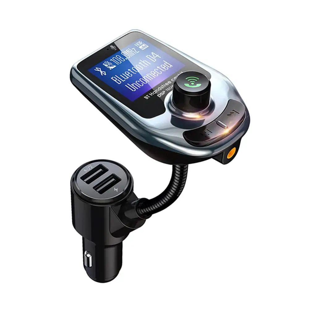 Silver grey Fm-передатчик Bluetooth 5,0 автомобильный комплект громкой связи беспроводной Bluetooth fm-передатчик fm-модулятор с AUX QC3.0 двойной usb зарядкой - Название цвета: Silver grey