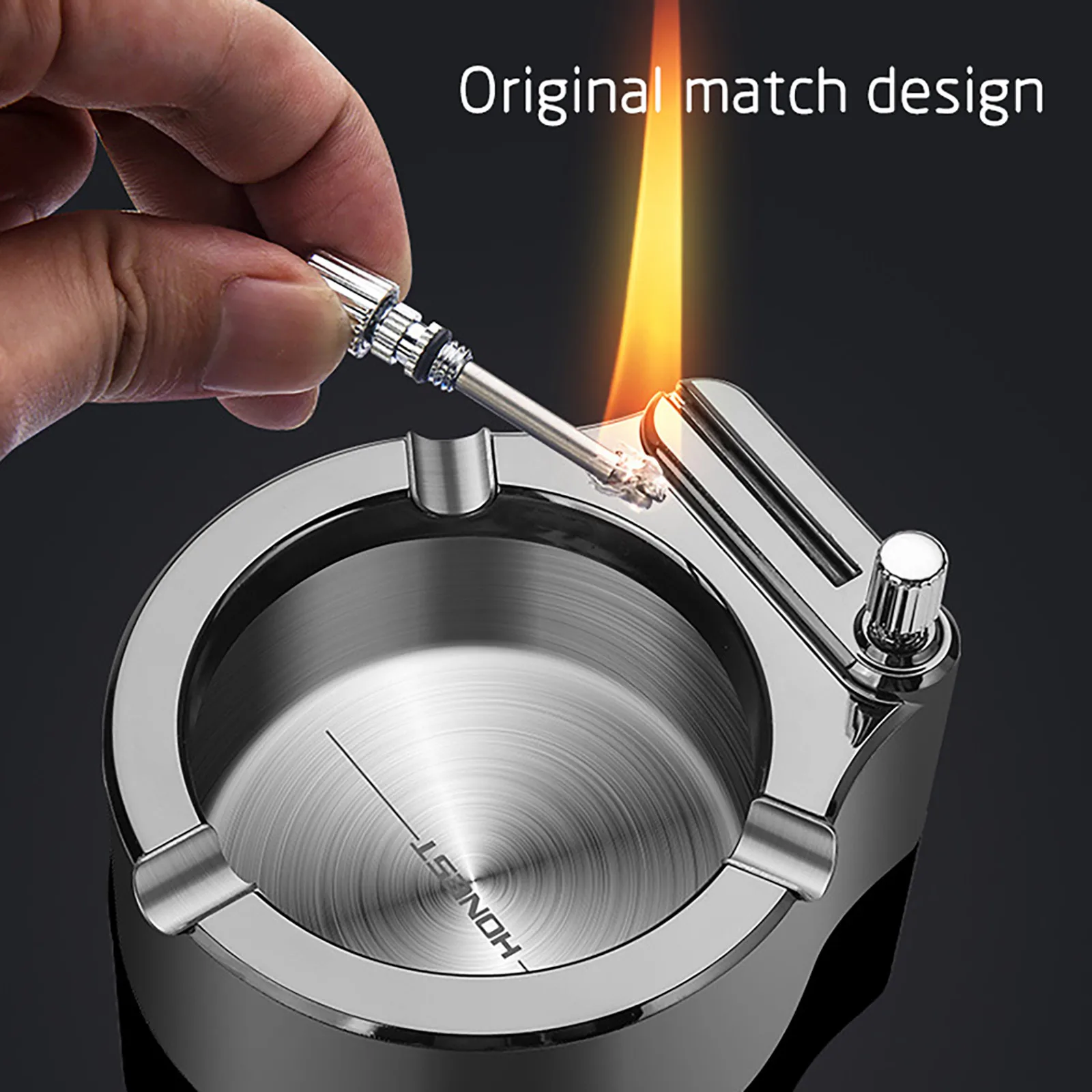 Lighter Ashtray Metal Oil Lighter Multifunctional Permanent Flint Lighter Desktop Home Office