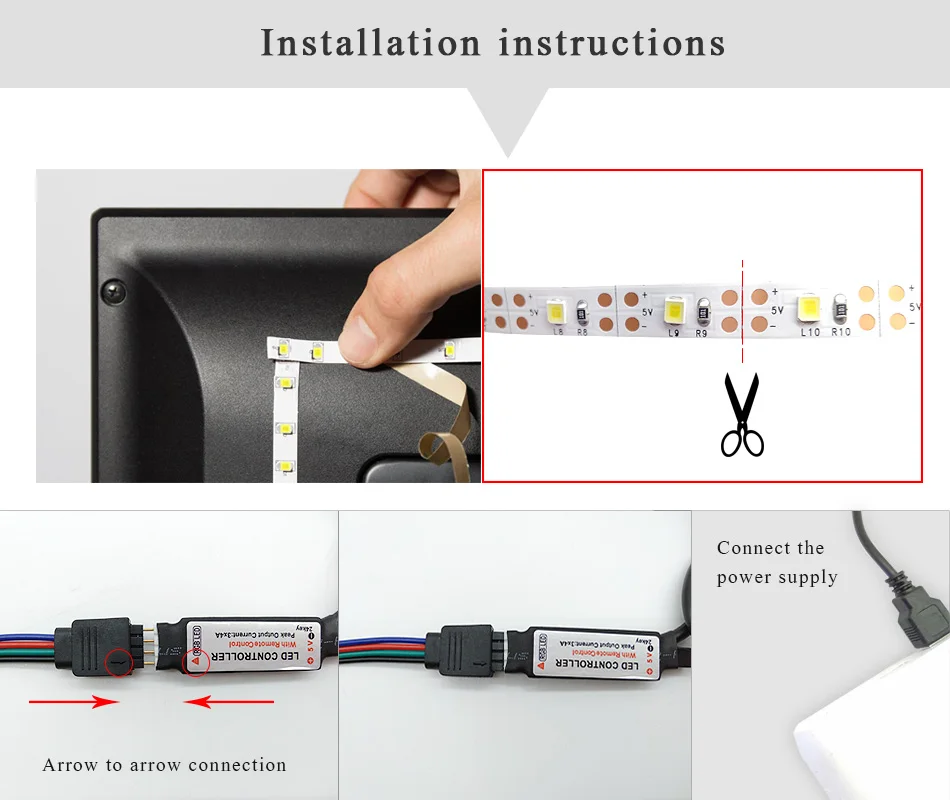 USB Светодиодные ленты 5050 RGB съемный светодиодный ТВ фонового освещения 50 см 1 м 2 м 3 м 4 м 5 M DIY Гибкие светодиодный свет