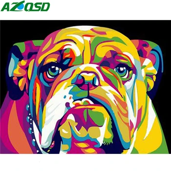 

AZQSD Unframe Adult Paint By Numbers Dog DIY Canvas Picture Home Decor Handpainted Cartoon Coloring By Numbers Unique Gift