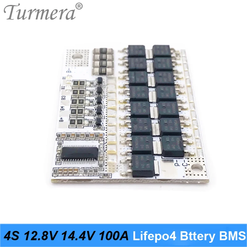 Turmera 4S 14.4V 100A BMS 32650 32700 LiFePO4 LMO Lithium Battery Protection Board PCB BMS 4S Circuit Module for 12.8v 14.4V BMS 02