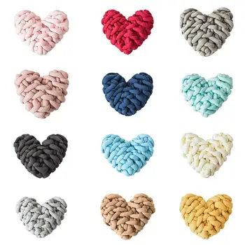 

Heart-shaped Knotted Pillow Cotton Knotted Soft Cute Handmade Hand-woven Knot Cushion For Girls Home Decor Present Decorative