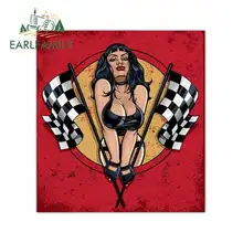 EARLFAMILY 13cm x 12.1cm Girl Sexy Racing Funny Car Stickers RV VAN 3D DIY Fine Decal Bumper Trunk Truck Graphics Vinyl JDM