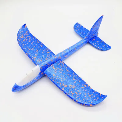 48 см планер модель самолета комплект, светодиодный светильник самолет игрушки для детей, ручной метательный самолет из пеноматериала для спортивные игры на улице Летающий - Цвет: Blue headlight