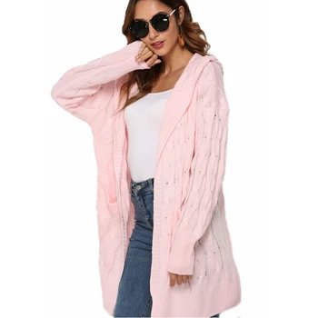 

autumn winter new hooded coat women loose cardigan female long sweater knitted wool cardigan korean sweater knit sweater women