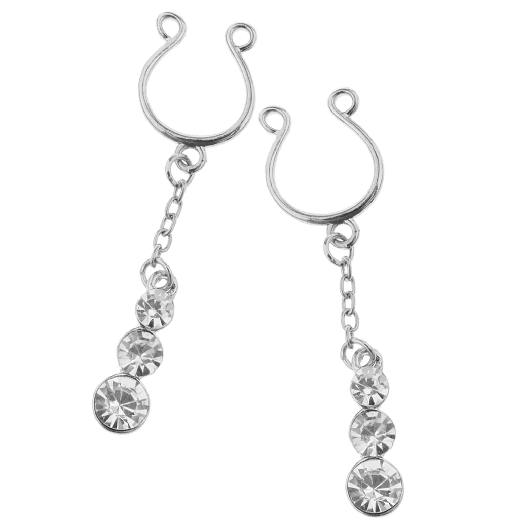 2Pcs Adjustable Non Pierced Clip on Tassel Fake Nipple Rings Body Jewellery Piercing piercing jewelry body piercing jewelry body jewelry