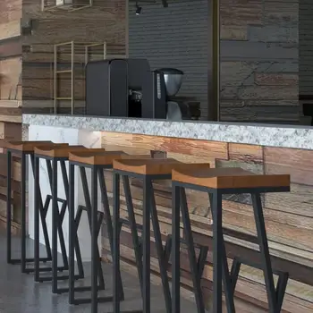 

Retro Bar Chair Wrought Iron Bar Stool Solid Wood Bar Stool Creative High Stool Leisure Bar Chair Front Coffee Chair
