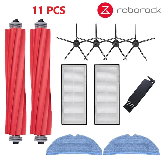Roborock S7 S70 S7Max T7S T7S Plus Main Brush Hepa Filter Mop Pad Spare Parts Vacuum Cleaner Accessories Black 11pcs
