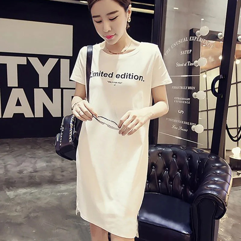 

4-17 New Style WOMEN'S Dress Summer Slim Fit Mid-length Short Sleeve T-shirt Dress Summer Short Skirt