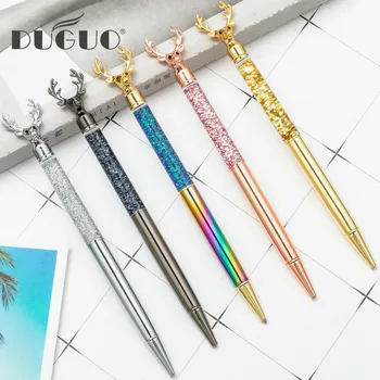 

DUGUO cute stationery Nordic style reindeer shape ballpoint pen signature pen sand creative advertising gift pen metal pen