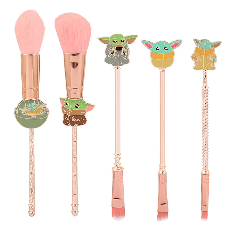 5pcs/set Star Wars Yoda Baby The Grogu Makeup Brush Beauty Foundation Blush Powder Eyeshadow