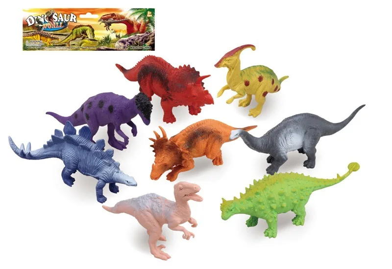 

Dinosaur Toy World Children Model Plastic Soft Silcone Dinosaur Toy Model Set T-Rex Triceratops