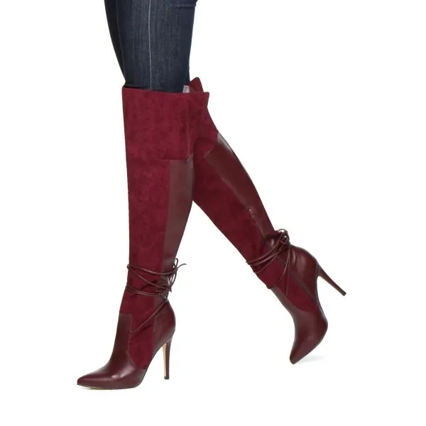 maroon suede boots womens