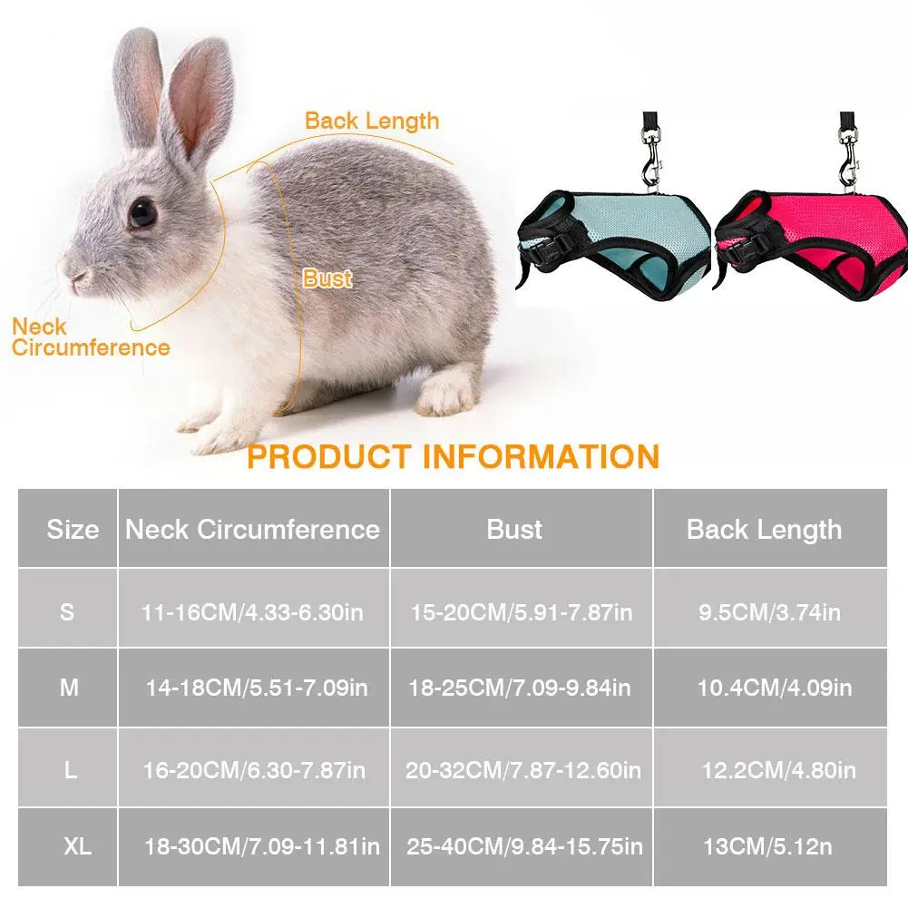 Rabbit Harness and Leash Set Small Animal Soft Vest Harness and Leash Set for Bunny Rabbit Kitten Small Animal Walking