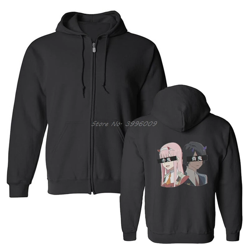 Aka Oni And Ao Oni Amazing hoodies Darling In The Franxx Zero Two Men Zipper Fleece Sweatshirts Coat Streetwear