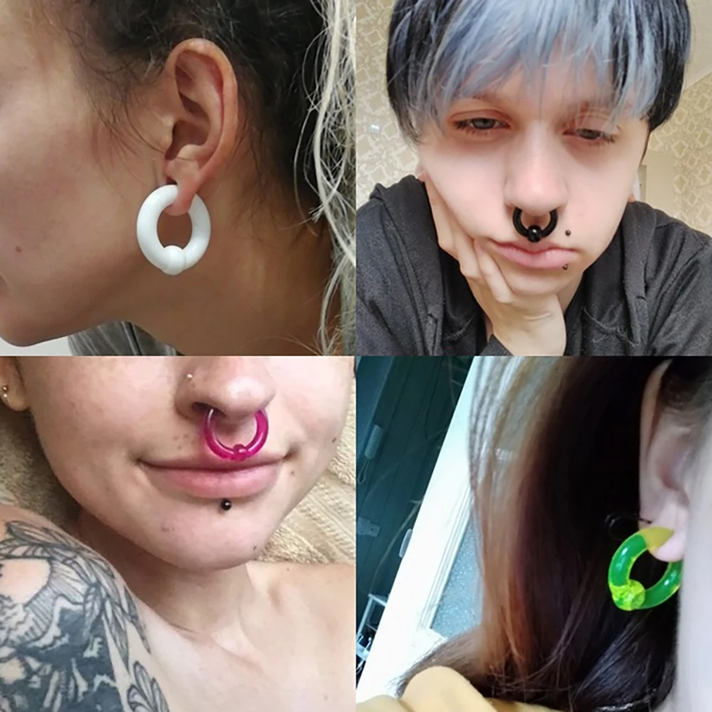 Acrylic BCR Big Large Size Giant Captive Bead Ring Ear Tunnel Plug Expander Guauge Male Nose Ring Piercing Body Jewelry 1Pair nose rings piercing jewelry body piercing earrings ear piercing jewelry body piercing jewelry body jewelry