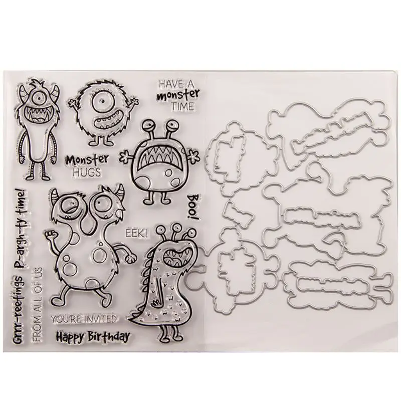 

Monster Seal Stamp with Cutting Dies Stencil Set DIY Scrapbooking Embossing Photo Album Decorative Paper Card Craft Art 2019 New