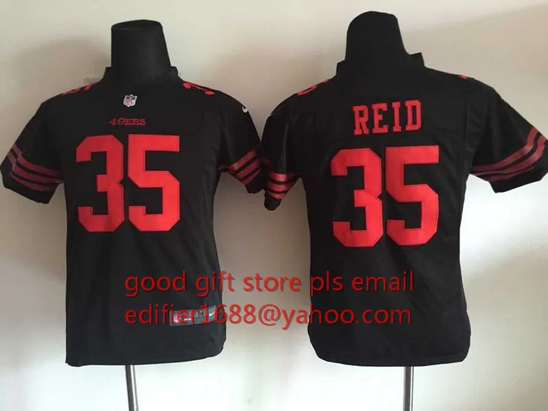 Сшитый Молодежный Сан-Франсиско s Детский 16 Joe Монтана 42 Ronnie Lott 80 Jerry Rice 82 Torrey Smith 81 Anquan Boldin Джерси - Цвет: Серый