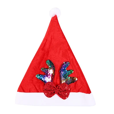 colorful antlers Горячая Распродажа двухсторонняя блестящая шапка Санта смешанный цветной блеск рога Рождественская шляпа Audlt детские рождественские шапки новогодние украшения - Цвет: colorful antlers