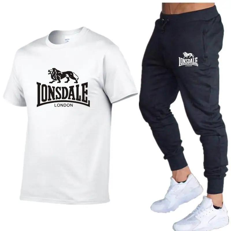 Футболка и брюки Lonsdale мужские Брендовые повседневные штаны для фитнеса бега