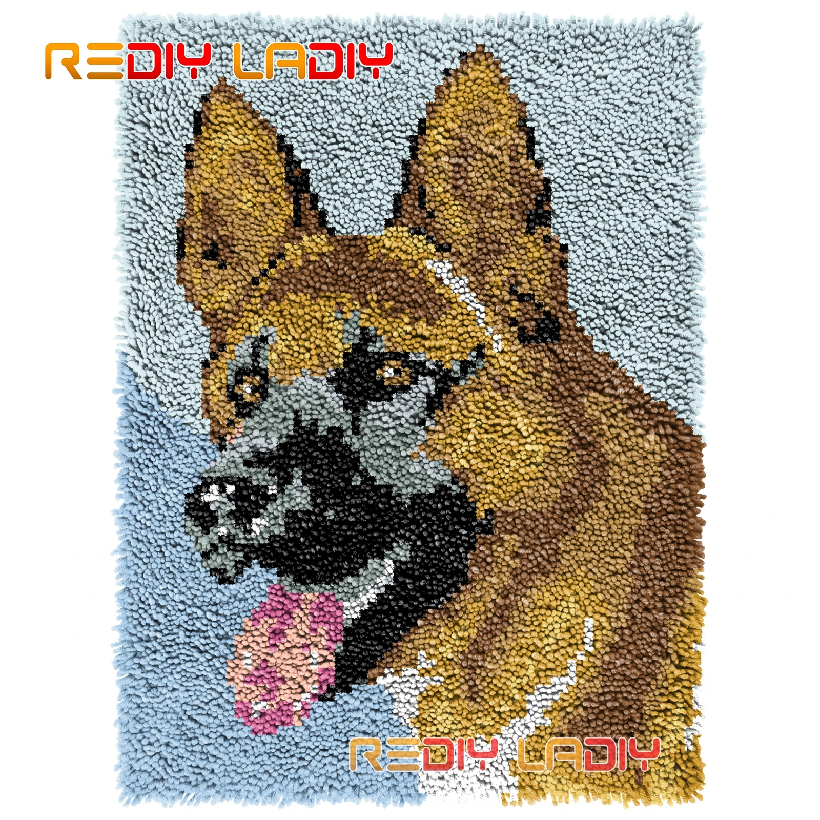 Latch Hook Rug German Shepherd DIY Carpet Rug Kits Chunky Yarn