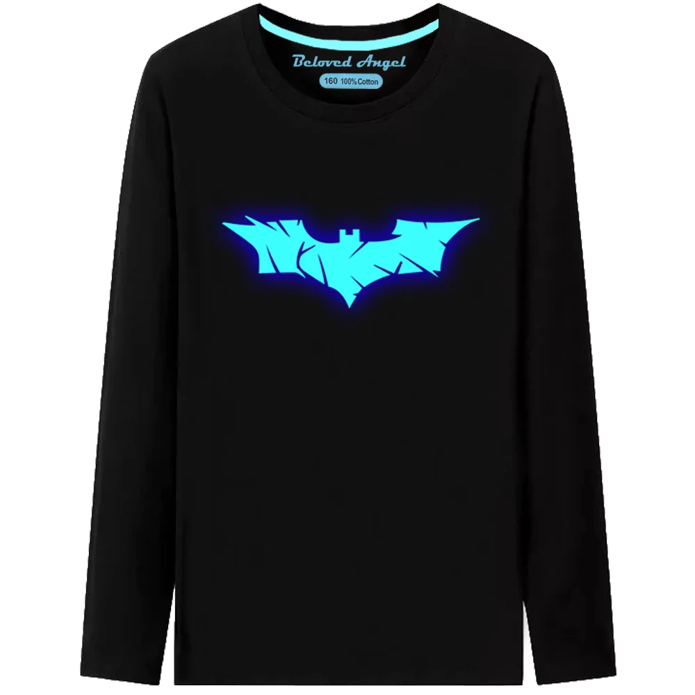 Boys T Shirt Kids 3D Print Luminous Cartoon Cotton Black T-Shirt Girls Teen Costume Children Clothes Tops Long Sleeve Tshirt children t shirt
