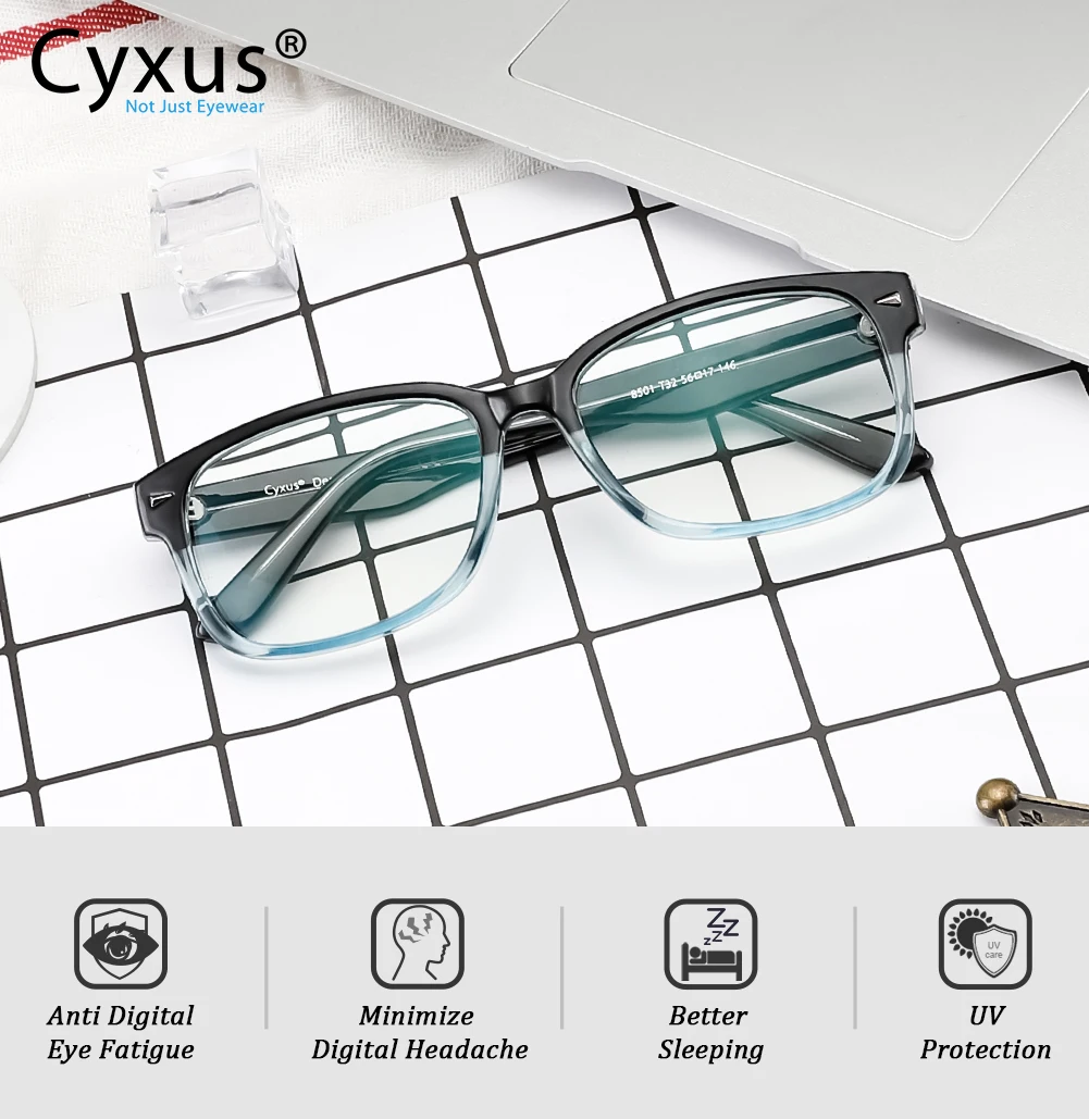 Cyxus синий светильник, фильтр, компьютерные очки для блокировки головной боли, прозрачные линзы, игровые очки унисекс(для мужчин/женщин) 8501