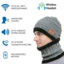 Беспроводная Bluetooth шапочка-шарф Bluetooth динамик для наушников теплая вязаная шляпа Толстая вязаная шапка для мужчин и женщин