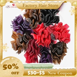 Ty.hermenlisa Keratin Hair Extensins 100% Natural Human Hair ‎Flat Tip Hair Bundle Straight Balayage Color