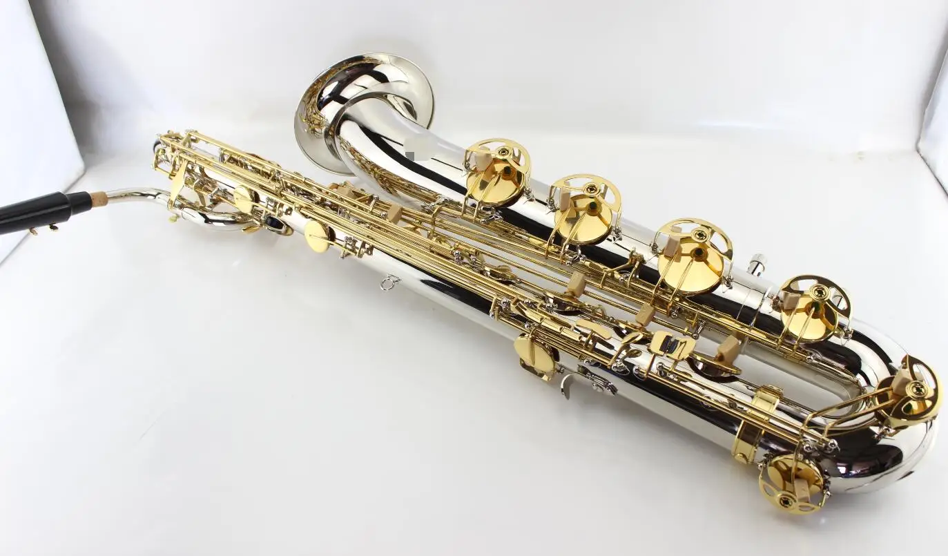 MARGEWATE Eb Baritone Saxophone Brass Nicke Silver Gold Key Bari Sax