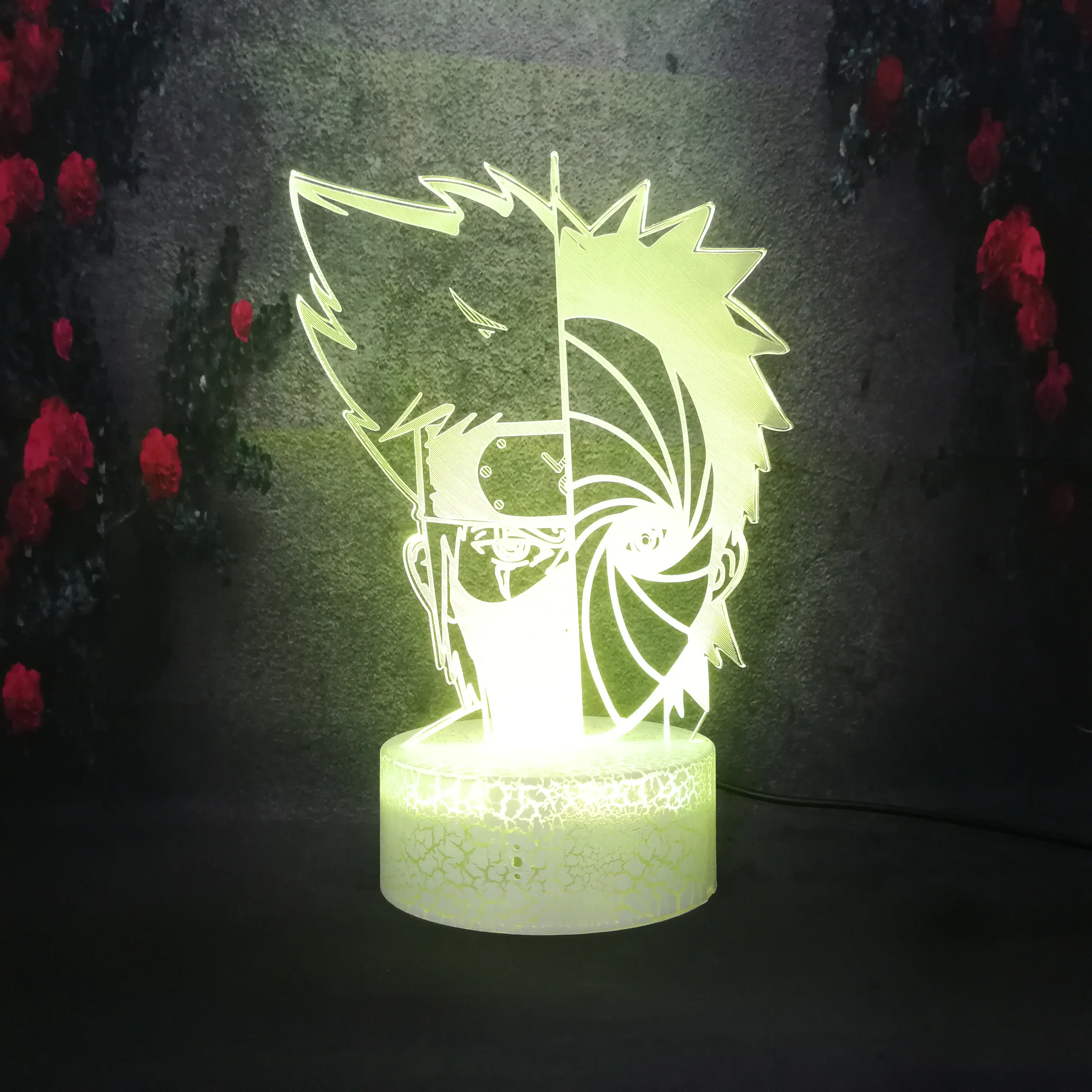

Double Face Hatake Kakashi Uzumaki Naruto 3D Bedside Crack Table Lamp USB Plug Multifunctional Applications Night Light Boy Gift