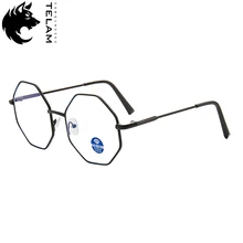 Защита от синего излучения, защитные очки, металлические оправы для очков для женщин, полигон, прозрачные линзы, близорукость, оправа для очков