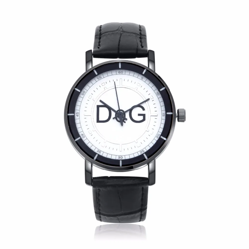 Reloj Hombre новые модные мужские часы Топ люксовый бренд DQG кварцевые часы мужские модные повседневные кожаные Наручные часы магнитные серьги - Цвет: Черный