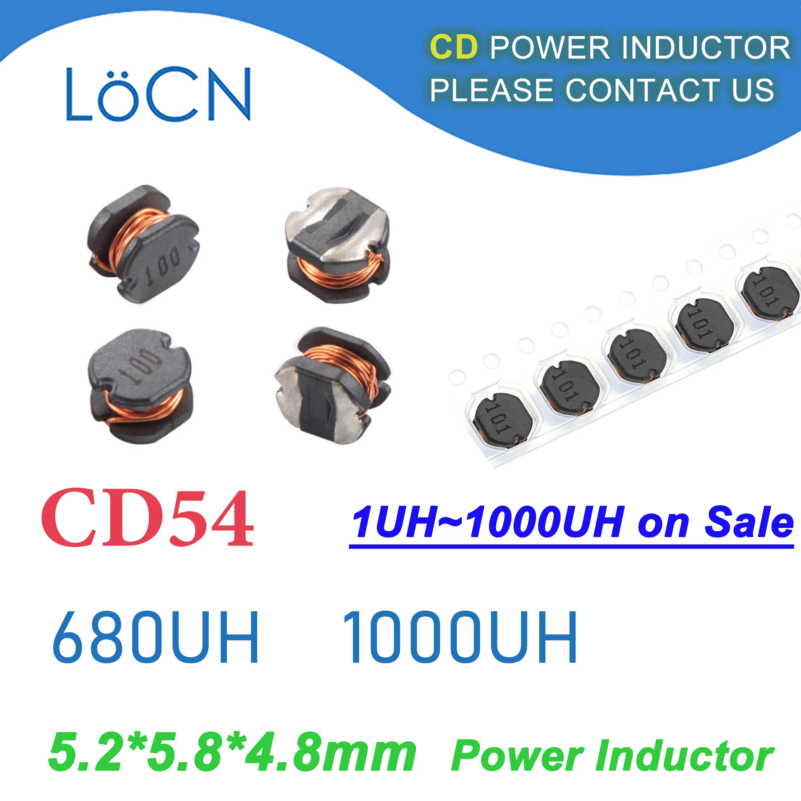 

500Pcs 1500Pcs CD54 SMD Power Inductor 680UH 1000UH Patch Inductor 5.2*5.8*4.8mm High Quality 1UH ~ 1000UH