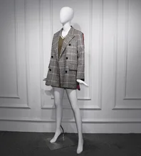 #Special Offers 2019 Plaid Stitching Loose Fashion Mid-length Suit Coat Woman Notched Double Breasted Plaid Women Jackets and Coats Suit #Special Offers 2019 Plaid Stitching Loose Fashion Mid-length Suit Coat Woman Notched Double Breasted Plaid Women Jackets and Coats Suit