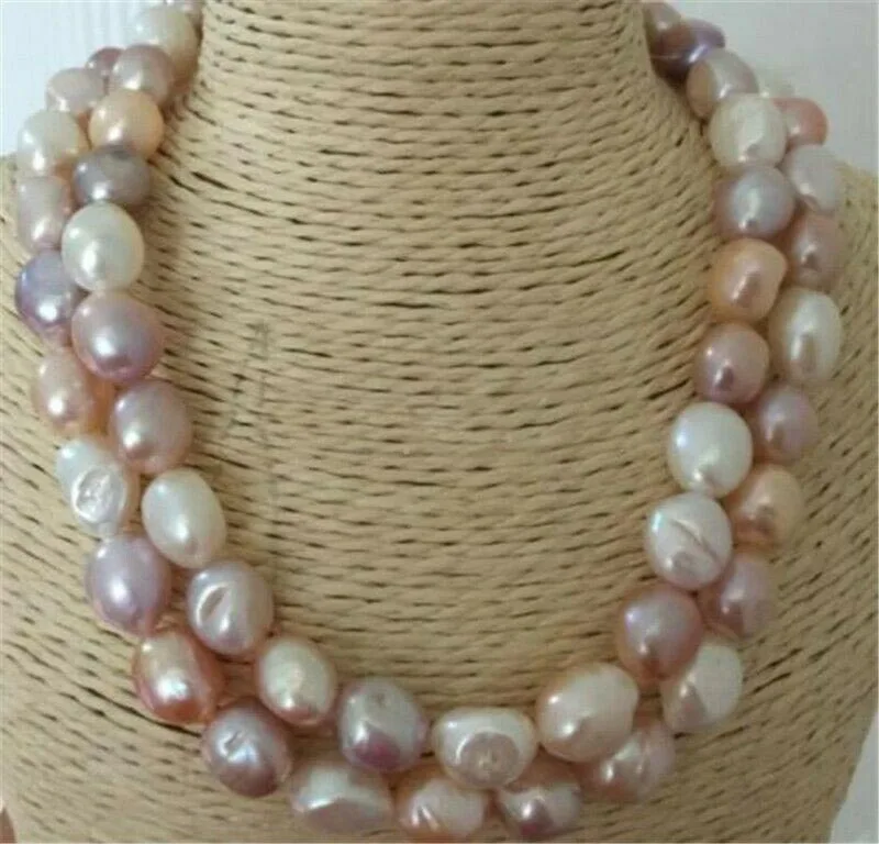 

gorgeous baroque 13-15mm south sea multicolor pearl necklace 40inch