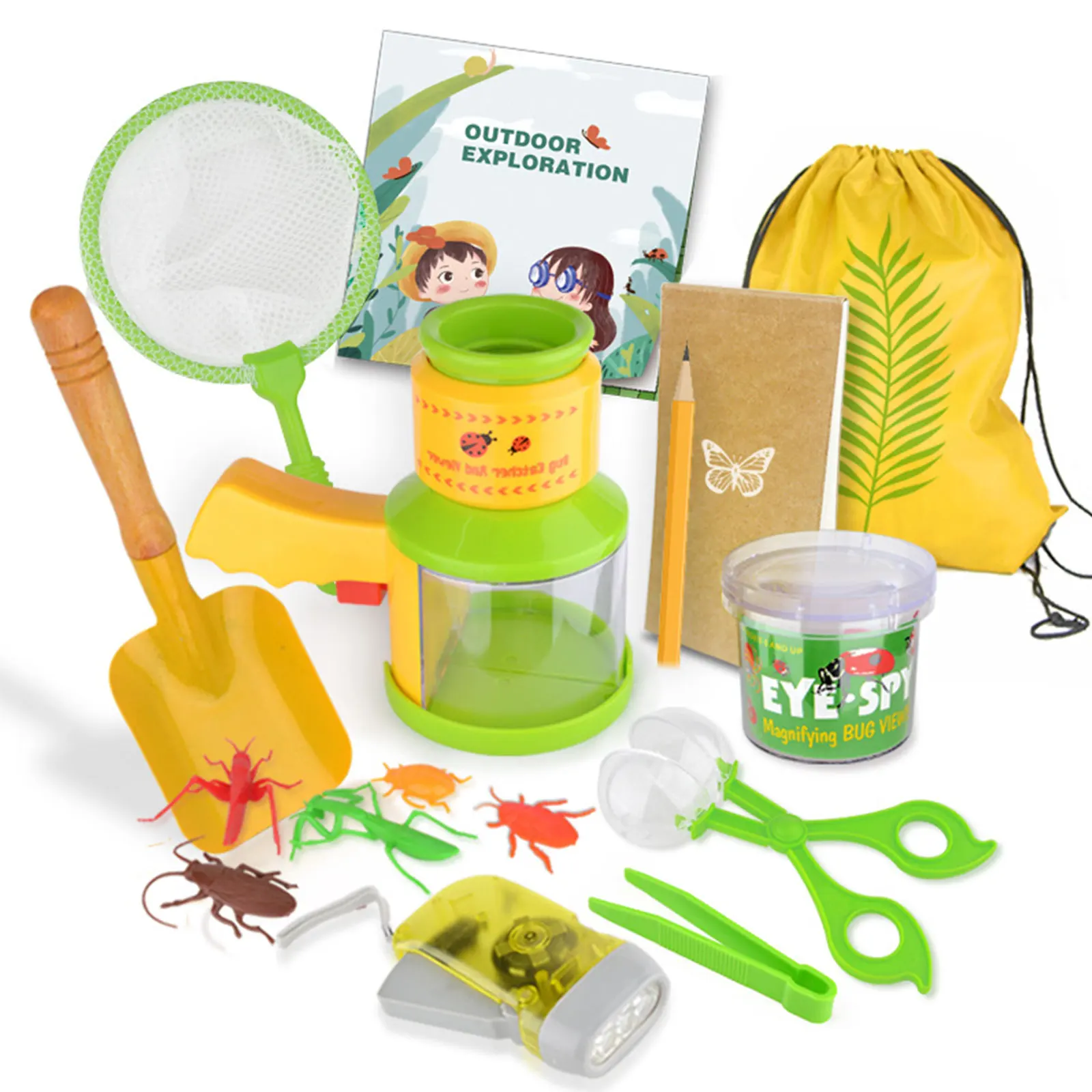 Kit de juguetes de exploración al aire libre para niños, caja de observación de red de insectos, linterna, captura de ciencia, juguetes educativos, 16 Uds.