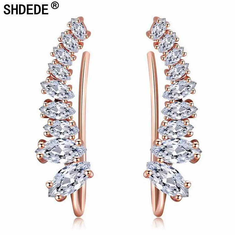

SHDEDE Simple AAA Zircon Earrings with wing studs in European and American fashion Originality Party Jewelry