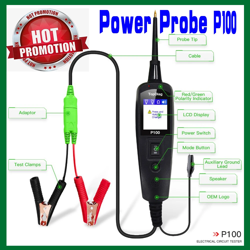 

Newest 2020 Original JDIAG P100 New Generation Power Probe Function Circuit Tester Electrical System Diagnostics Tool Powerscan