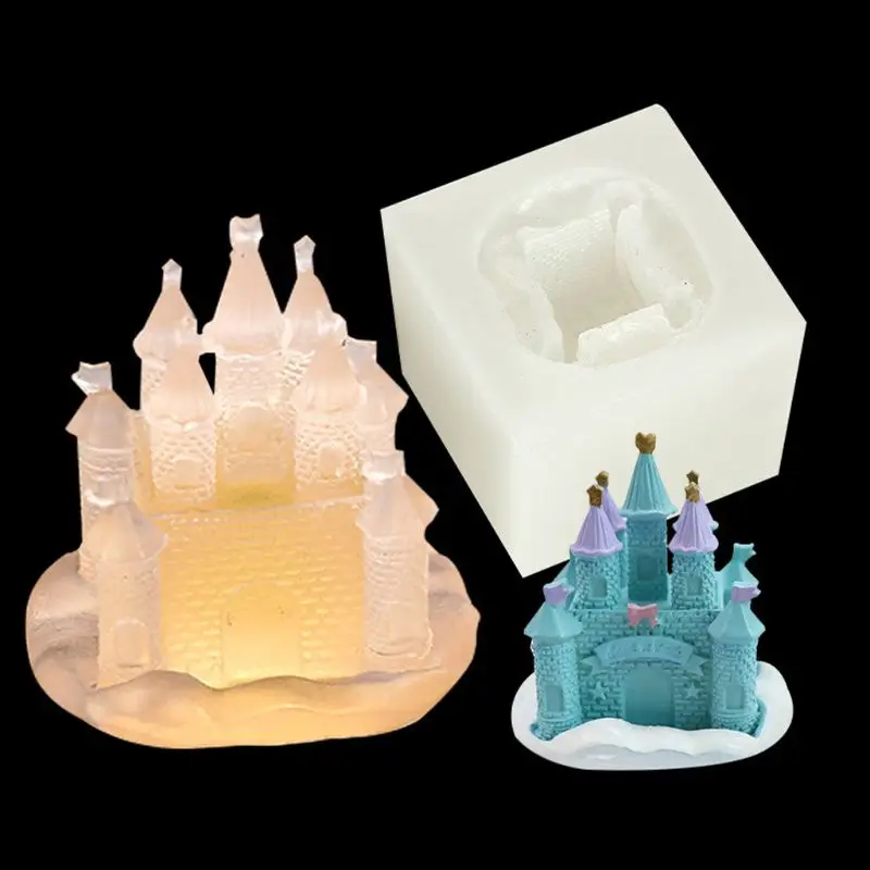 

3D Castle Silicone Mold Fondant Sugarcraft Cake Mould Epoxy Resin Jewelry Tools 634D