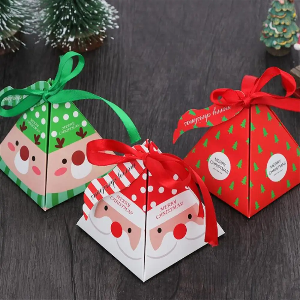 10pcs Creative Christmas Candy Gift paper Box Baking Small Package Tray Cake shop cake Ornaments box Bag#1101