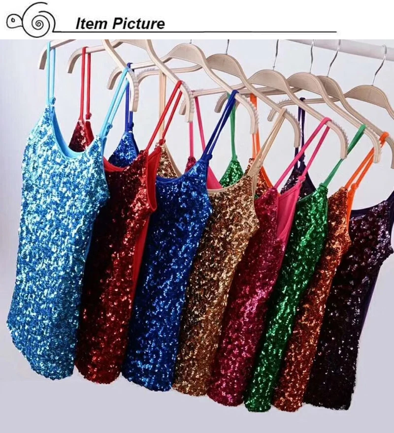 camisole women's Women Tank Top Sequin Glitter Strappy Tank Tops Ladies Sexy Party Outfits Vest Clubwear Night Tanks Shirt cami top