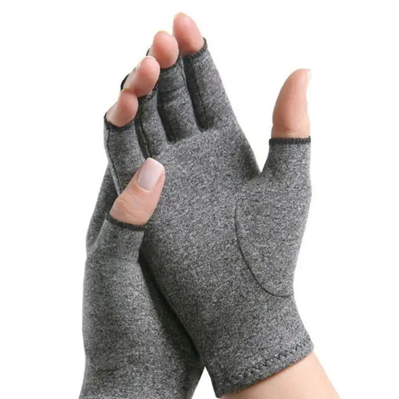 Хлопчатобумажные эластичные руки артрита боли в суставах облегчение перчатки терапия открытые пальцы компрессионные перчатки манжета на запястье фитнес