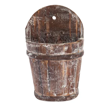 

1PC Hanging Succulent Flower Pot Creative Wooden Flowerpot Retro Bonsai Plants Pot Manual Hanging Flowerpot for Home Hotel (Ligh